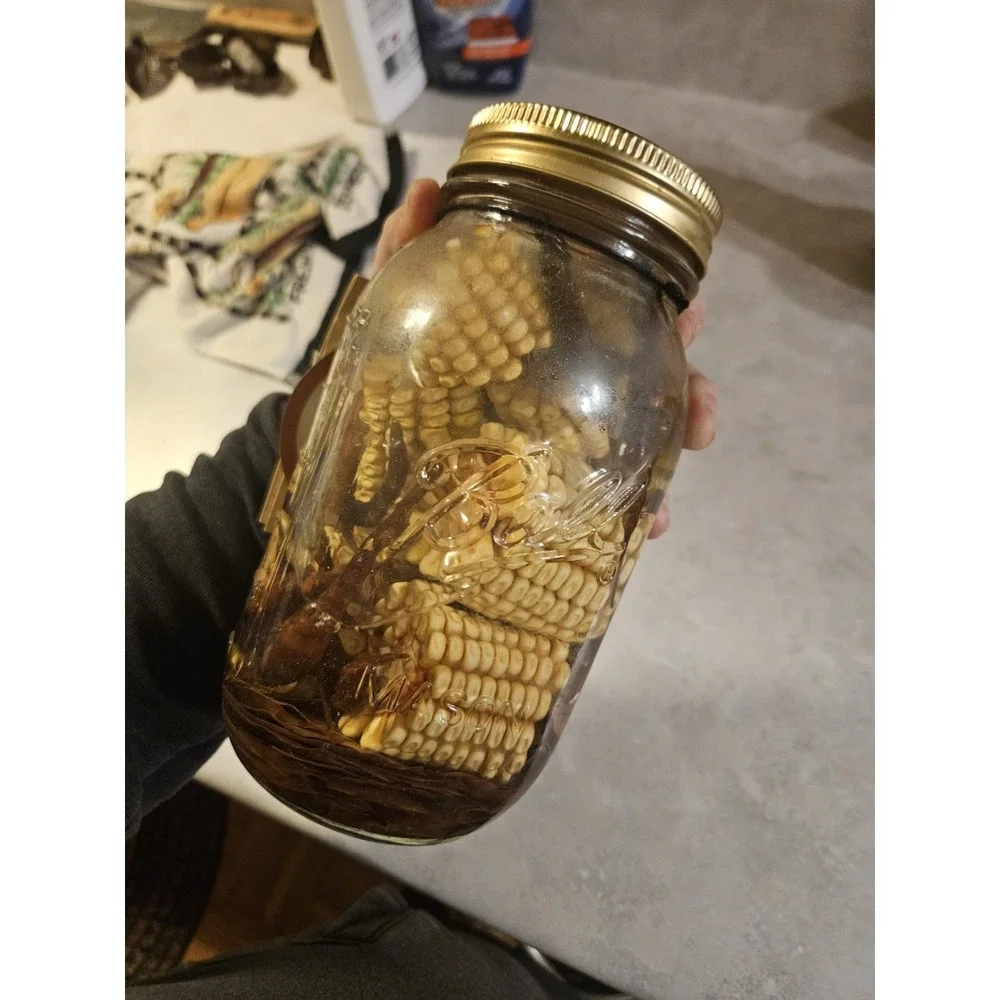 Vintage Oil Lamp With Corn In It